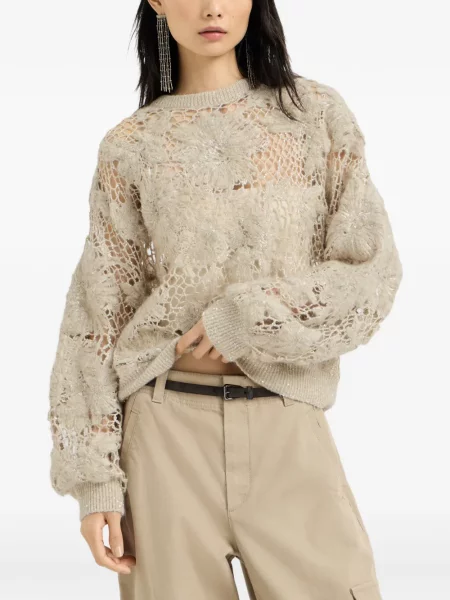 Pulover Brunello Cucinelli cu broderie de lână