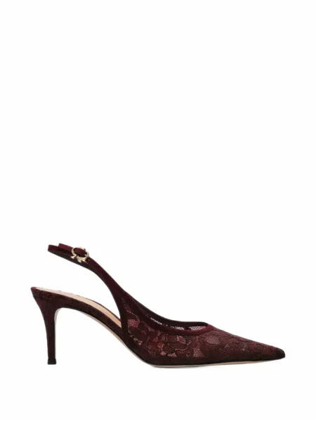 Pantofi cu toc Gianvito Rossi din dantelă slingback roșu
