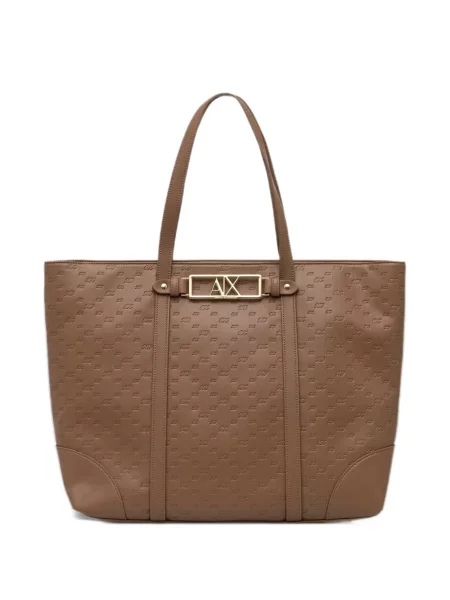 Shopper torbica Armani Exchange s autogramom smeđa