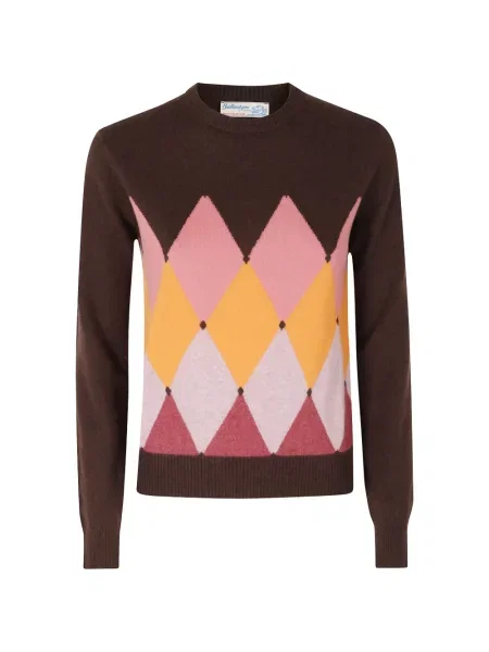 Pulover Ballantyne cu model argyle maro