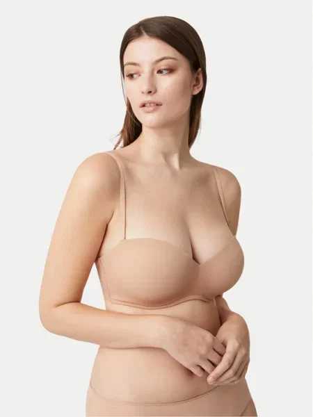 Ysabel Mora Biustonosz bardotka beżowy