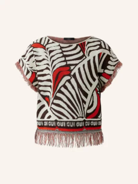 Oui Pletené Tričko hnědá / krémová červená