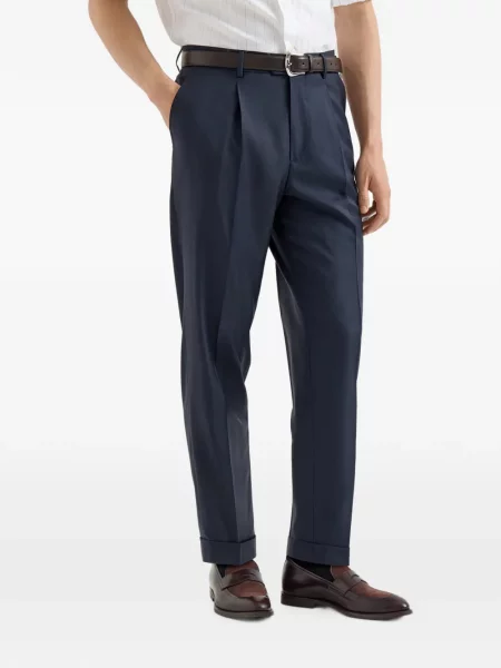 Pantaloni Brunello Cucinelli de lână albastru