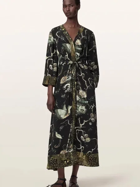 AllSaints rochie din vâscoză DIANA negru