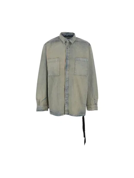 Rick Owens DRKSHDW koszula Jumbo Outershirt szary relaxed z kołnierzykiem klasycznym niebieska