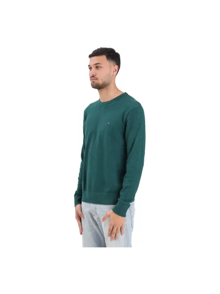 Sweter Tommy Hilfiger z kaszmiru z okrągłym dekoltem zielony