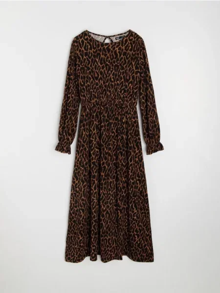 Міді сукня з леопардовим принтом коричневий