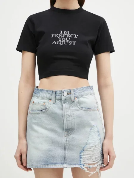 VETEMENTS fustă din denim Destroyed Denim Mini mini dreaptă