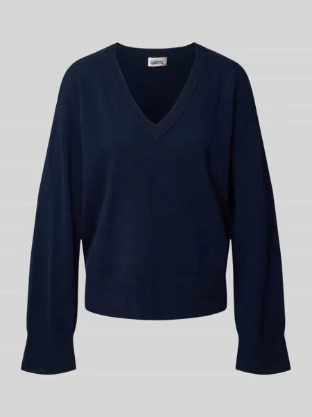 Sweter z czystej wełny o kroju regular fit My Essential Wardrobe granatowy