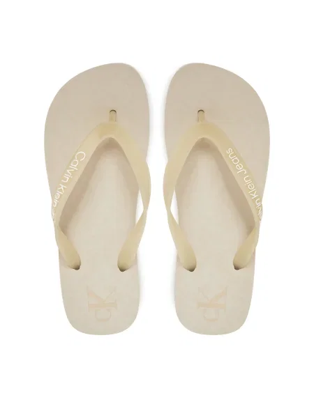 Джапанки Calvin Klein Jeans BEACH SANDAL FLATFORM TPU с платформа бежово