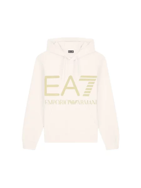 Bluza z kapturem Emporio Armani Ea7 z kapturem z logo beżowa