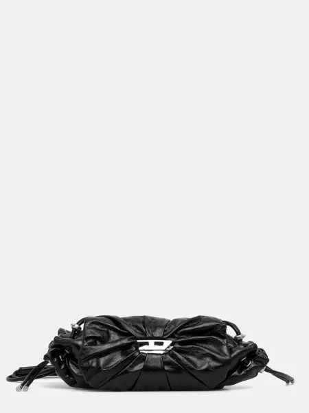 Torba na ramię z detalem z logo Diesel czarna