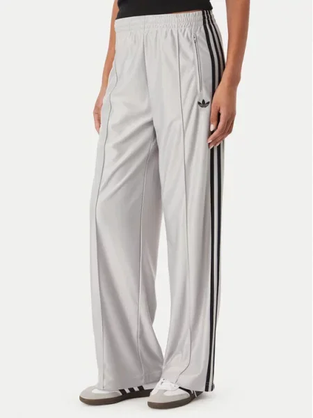Adidas Παντελόνι φόρμας Metallic Firebird Ανοιχτό Wide Leg γκρι