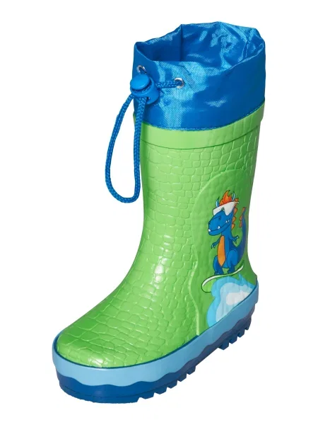 PLAYSHOES Cizme de cauciuc Dino / verde limetă / portocaliu albastru