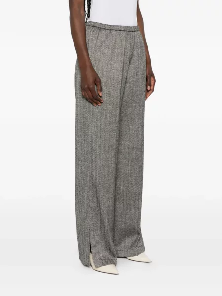 Pantaloni Forte_forte cu model herringbone gri