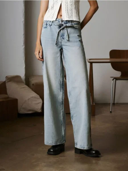 Джинси wide leg бірюзовий