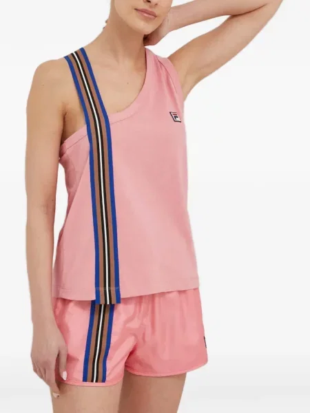 Top Fila cu dungi asimetric roz