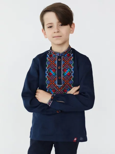 Детская рубашка Folk Moda синяя