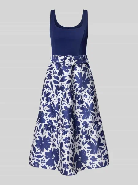 Sukienka koktajlowa z efektem 2 w 1 i wpuszczanymi Adrianna Papell