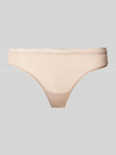 Stringi obszyte koronką Calvin Klein Underwear beżowe