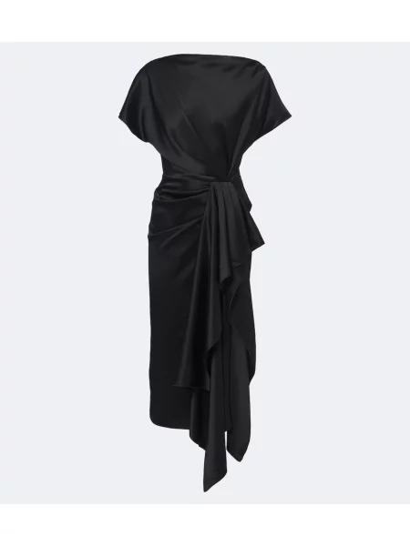 Rochie midi Roksanda din satin drapată negru