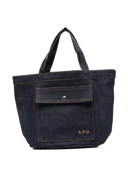 Geantă shopper A.p.c. cu broderie albastru