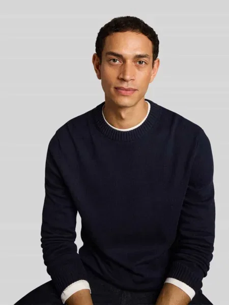 Sweter z czystej bawełny o kroju regular fit Tom Tailor granatowy