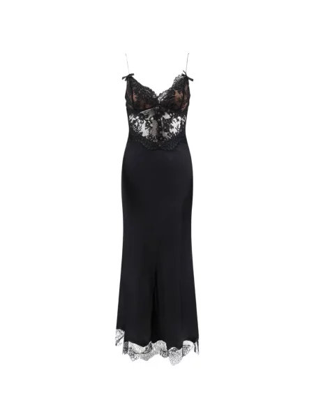Rochie maxi Self-portrait din dantelă negru