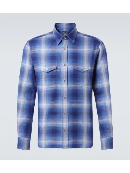 Kostkovaná košile Tom Ford modrá
