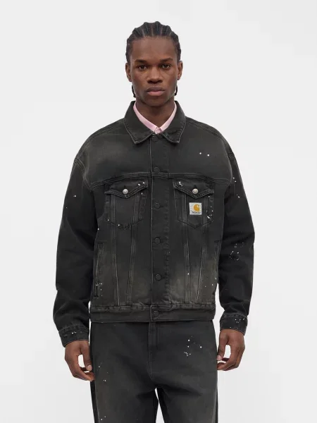 Carhartt WIP Prechodná bunda Helston denim čierny