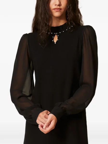 Scurt rochie Twinset tricotate cu volane negru