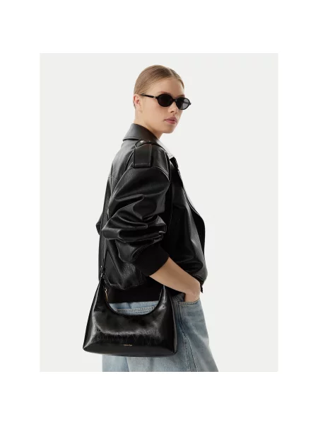 Τσάντα Calvin Klein Foil Logo Glossy μαύρο