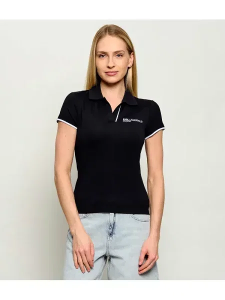 Tricou polo Karl Lagerfeld Jeans negru