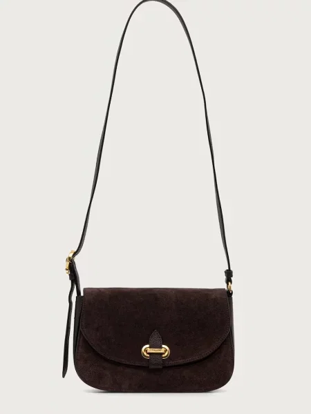 Pollini geantă crossbody pentru femei din piele maro