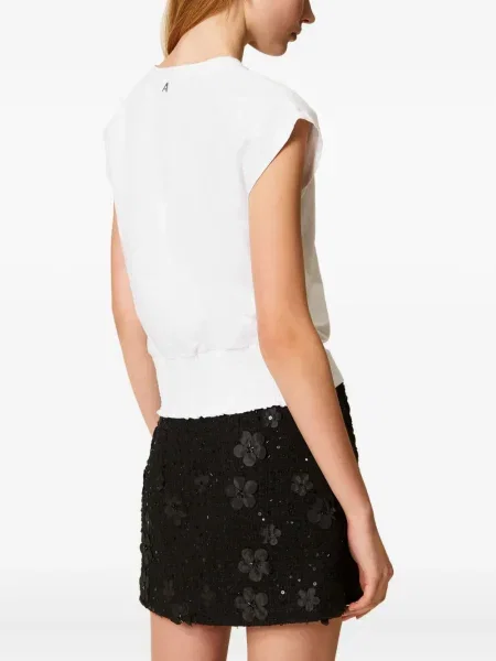 Tricou Twinset cu broderie cu model floral alb
