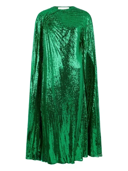 Rochie midi Valentino Garavani cu paiete până la genunchi de costum verde