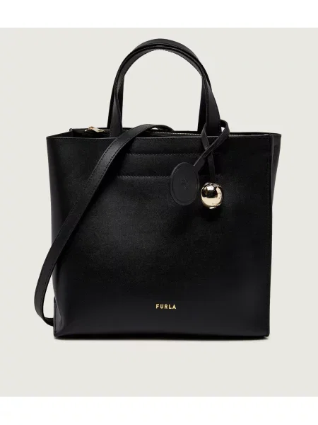 Furla De piele geantă pe umăr Furla Divide It negru