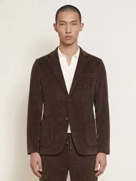 Distretto 12 Oblekové Sako Torino Extra Slim Fit Z Manšestru moro