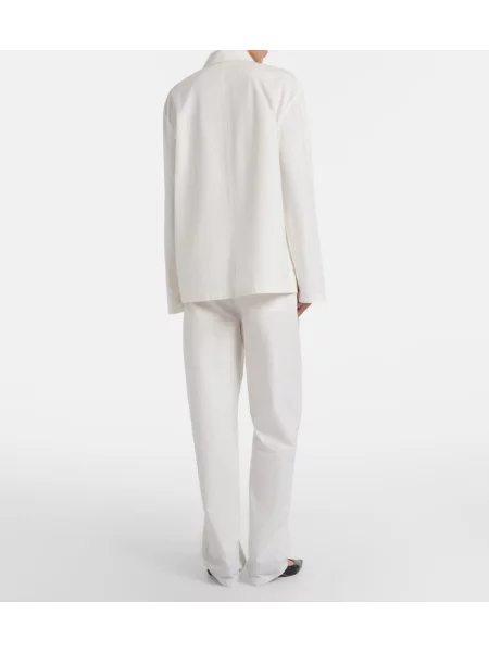 Pantaloni The Row din poplin alb