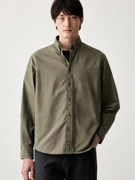 Levi's koszula z lnem AUTHENTIC BUTTON DOWN zielona