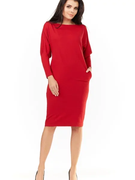 Midi obleka Awama rdeča