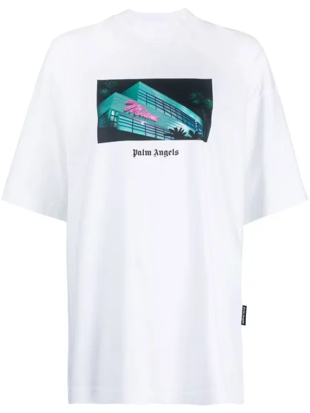 Tricou Palm Angels cu imagine alb