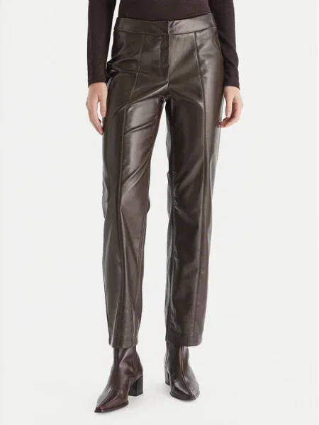 Vero Moda Pantaloni din imitație de piele Vips Straight Fit maro