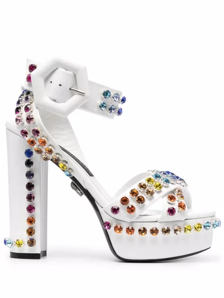 Sandale Philipp Plein de cristal alb