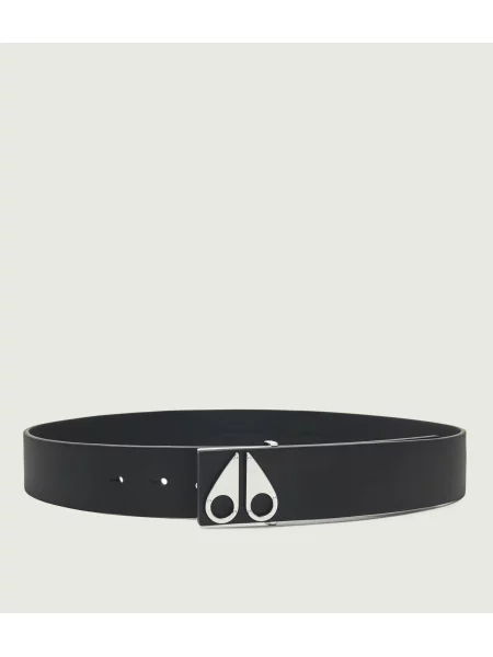 Moose Knuckles Curea de piele Logo Icon negru