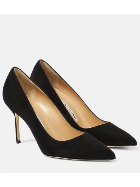 Pantofi cu toc Manolo Blahnik din piele de căprioară negru