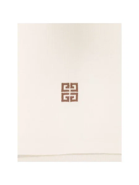 Szal Givenchy wełniana z logo beżowa