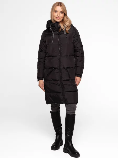 Prešita jakna Perso s kapuco črna