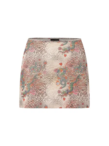 Ed Hardy Fustă / verde iarbă / roșu bej