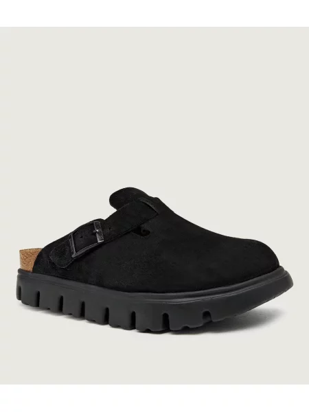 Birkenstock Mules încălțăminte Boston Chunky | Birkenstock x Papillio | narrow fit | piele întoarsă negru